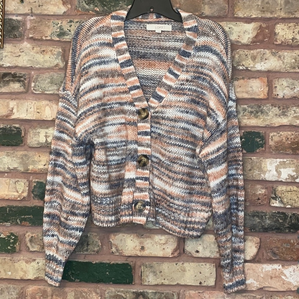 LOFT oversized v-neck cropped sweater.